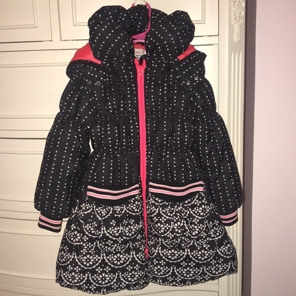 Mim-Pi Black and White Puff Hooded Jacket